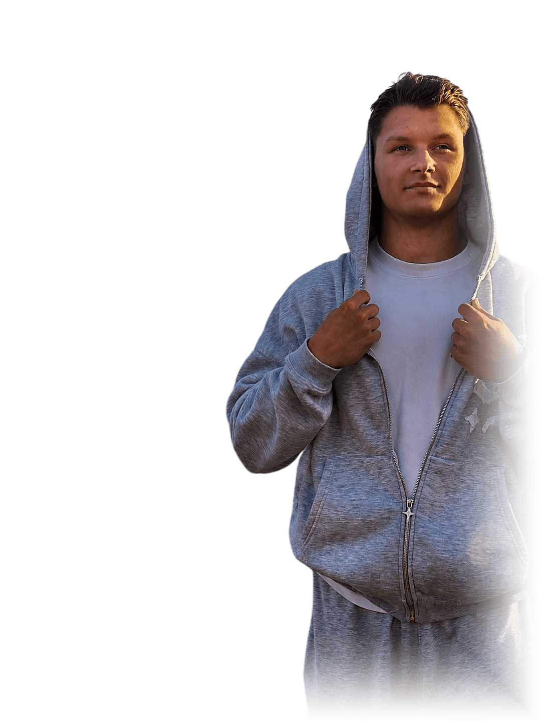 Yaroslav in a grey hoodie